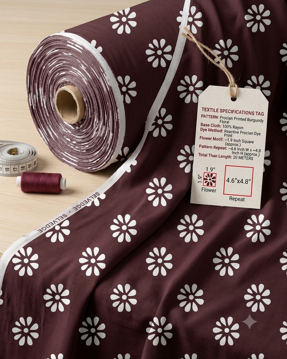 Burgundy floral printed rayon
