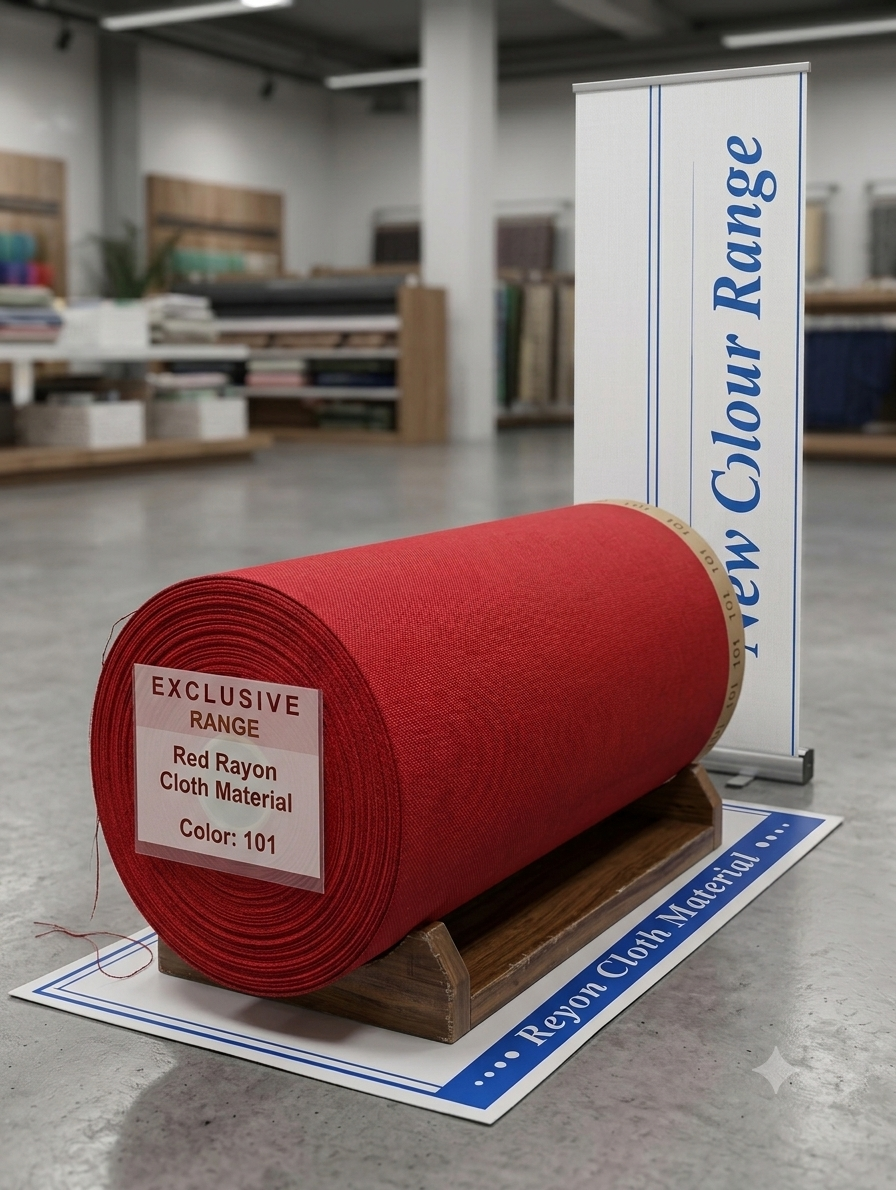 Plain dye rayon roll in red, shade 101