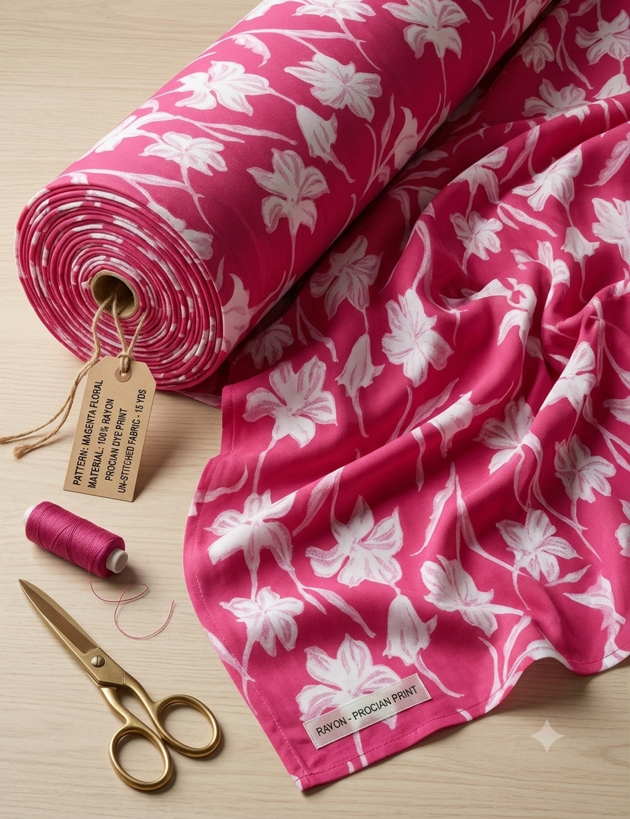 Magenta floral printed rayon