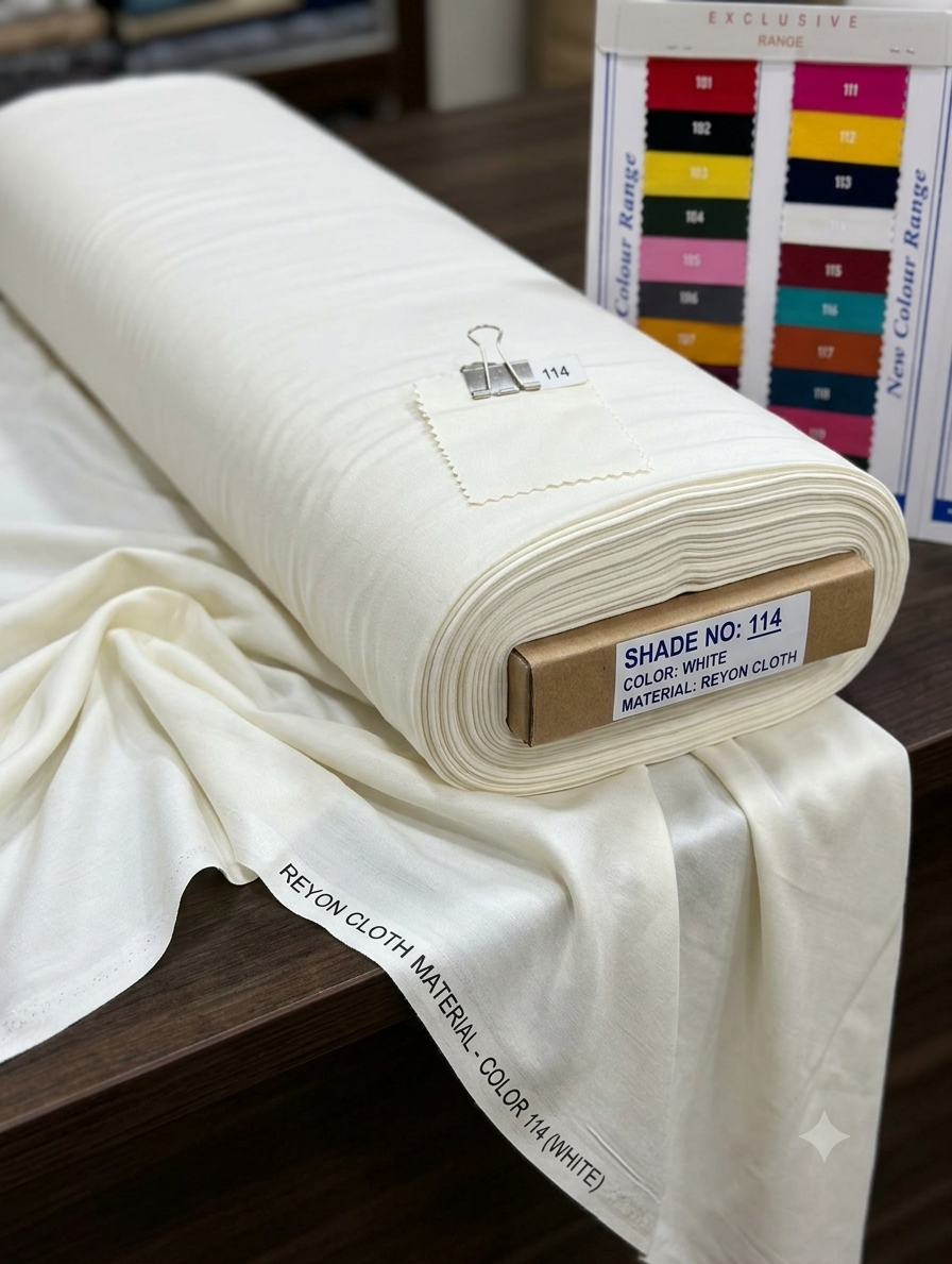 Plain dye rayon roll in white, shade 114