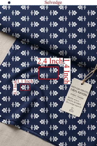 Navy buti printed rayon thaan